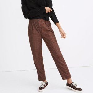 Madewell Women's Brown Plaid Flannel Trousers